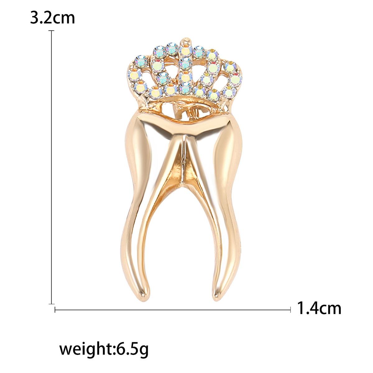 

Модная креативная брошь из сплава с бриллиантами в форме короны и зубов, индивидуальная универсальная мужская и женская одежда, корсаж, ювелирные изделия, булавка