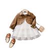 Girls' Autumn Winter Puffy Dress New Fashionable Little Princess Baby Korean Style Children's Two-Piece Set