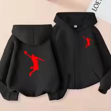 Children's Zip-Up Basketball Sweatshirt Fashion Idol Star Hoodie Casual Sports Cardigan for Boys And Girls 3-12 Years Old