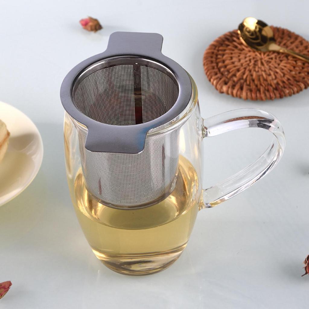 High Quality With Cover Tea Infuser Stainless Steel Coffee Tea Strainer Grid Binaural Net Leak Tea Mesh Tea Filter Tea Accessory