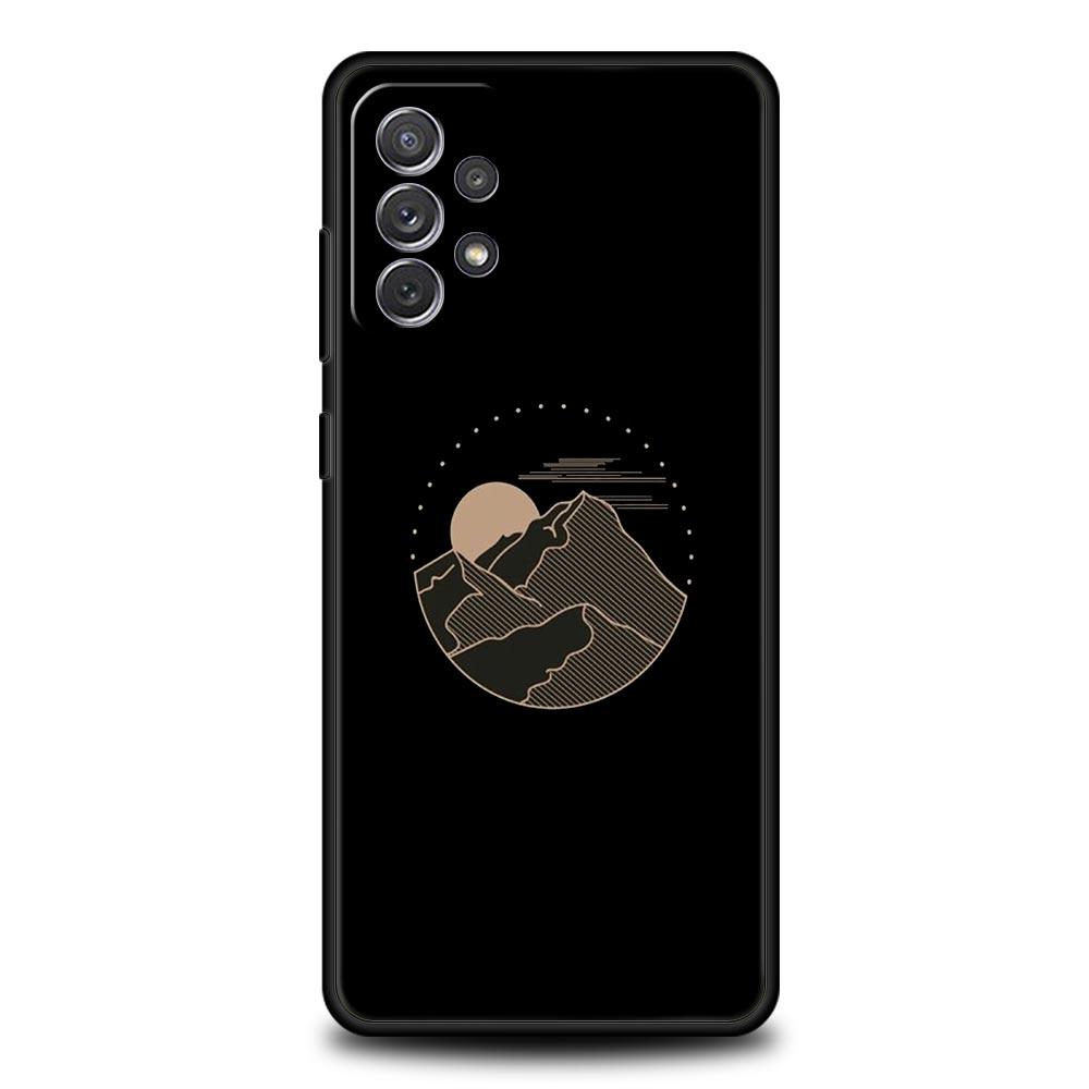 Line Mountain Scenery Sun Moon Case for Samsung A51 A71 A21S A12 A11 A15 A25 A31 A41 A23 A33 A53 A73 A05S A13 5G A35 A55 Cover