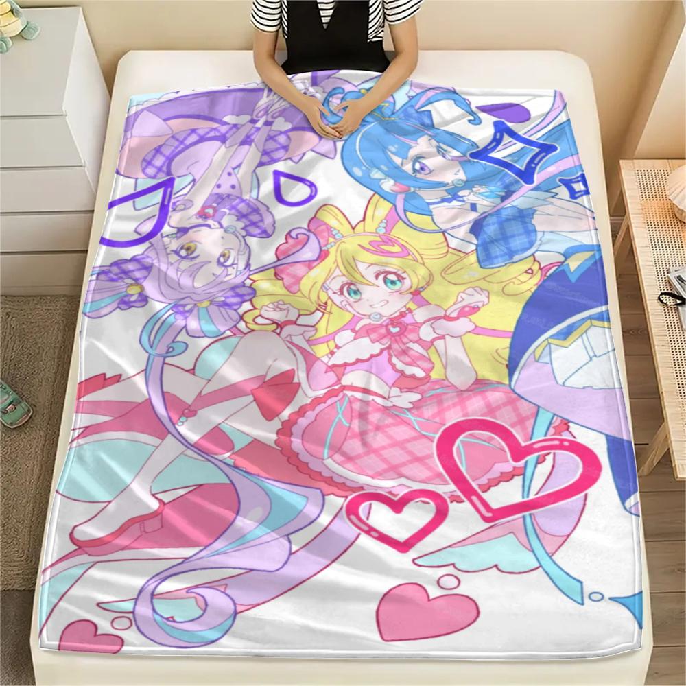 1PC Pretty Cure Print Flannel Blanket, High quality Comfortable for All Seasons, Home Decor, Warmth and Comfort, Perfect for Christmas Gifts121
