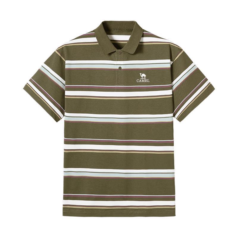 Camel Unisex Color-Block Striped Polo Shirt XL