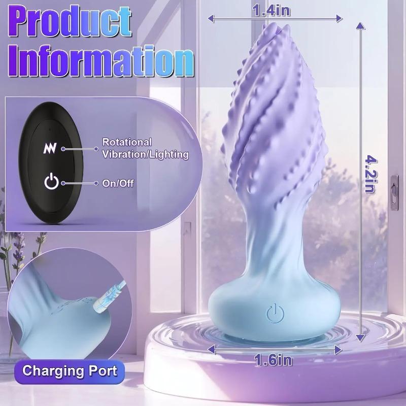 Rotating Anal Vibrator with LED Light & Remote – Prostate Massager & Vibrating Butt Plug for Men