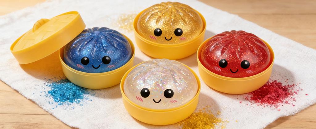 Glitter Dumpling, Glitter Dumpling Squishy Box Dumplings Squishy Anxiety Relief Fidget Soft Squeeze Decompression Dough