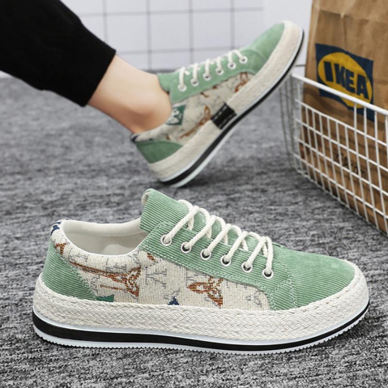 Fashion 2024 Men's Canvas Shoes Men Outdoor Trendy All-match Sneakers Handmade Cloth Breathable Vulcanized Shoes Comfortable Flat Shoes