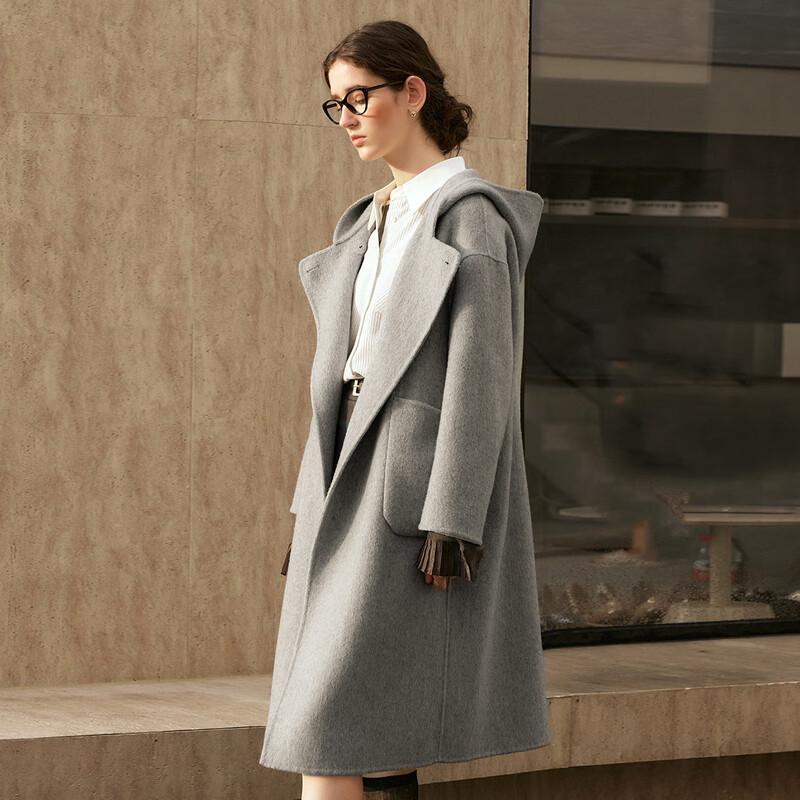 

Olrain Women s Double-Sided Wool Blend Hooded Long Coat S