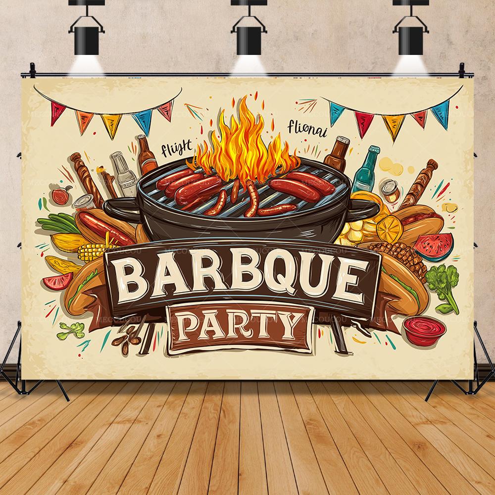 Spring and Summer Friends and Family Gathering Outdoor Camping Beer Barbecue Party Birthday Partycourtyard Decoration Background
