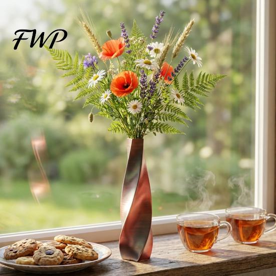 Niche Style Vase 3D Printed Twisted Silk-Like Minimalist Flower Arrangement Holder Nordic Seamless Container Decorative for Coffee Table Shelf Office