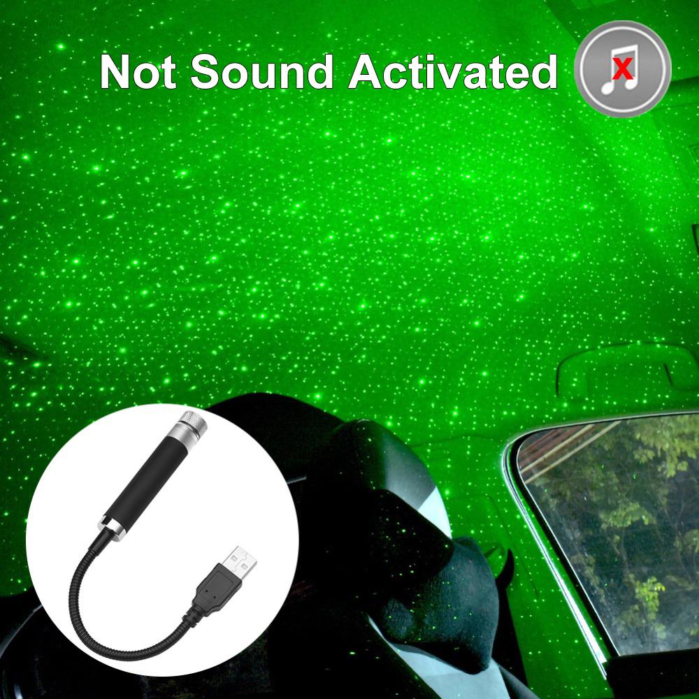 Sound Activated USB Starry Sky Projector LED Night Light Car Roof Interior Star Galaxy Lamp DC 5V for Home Bedroom Party Decor
