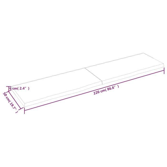 VidaXL Wall Shelf Light Brown 220x50x6cm Solid Oak Wood Treated 363737