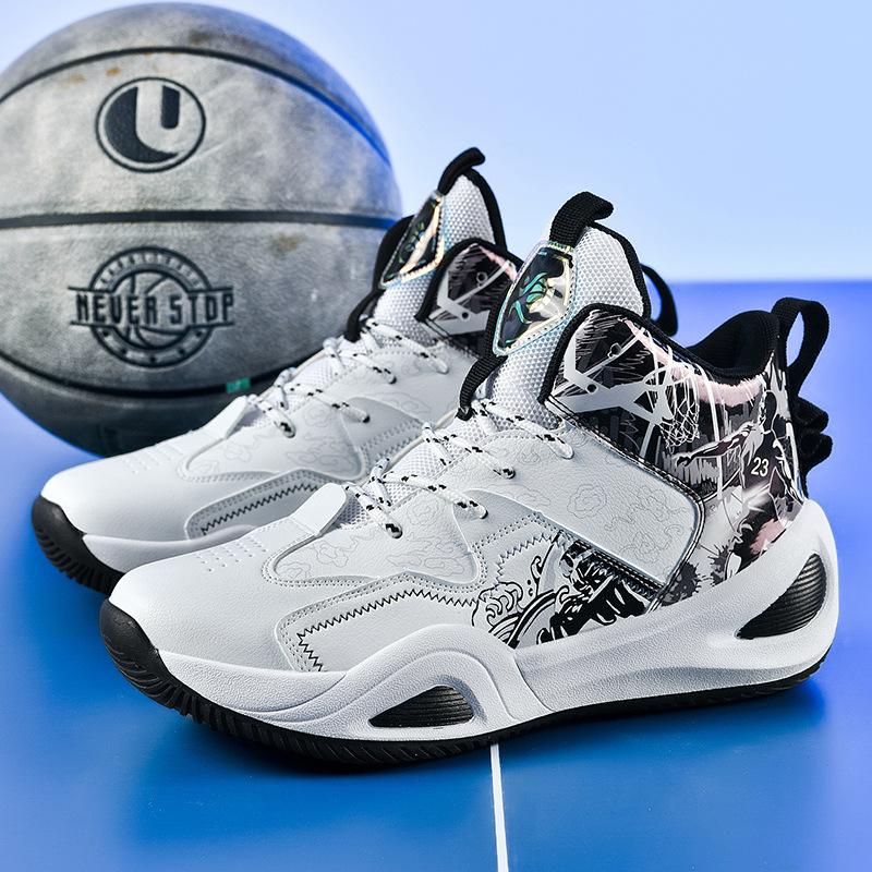 2025 Summer New Youth Thick-soled High-top Mandarin Duck Basketball Shoes Men's and Women's Same White Shoes Men's Casual Sports Shoes