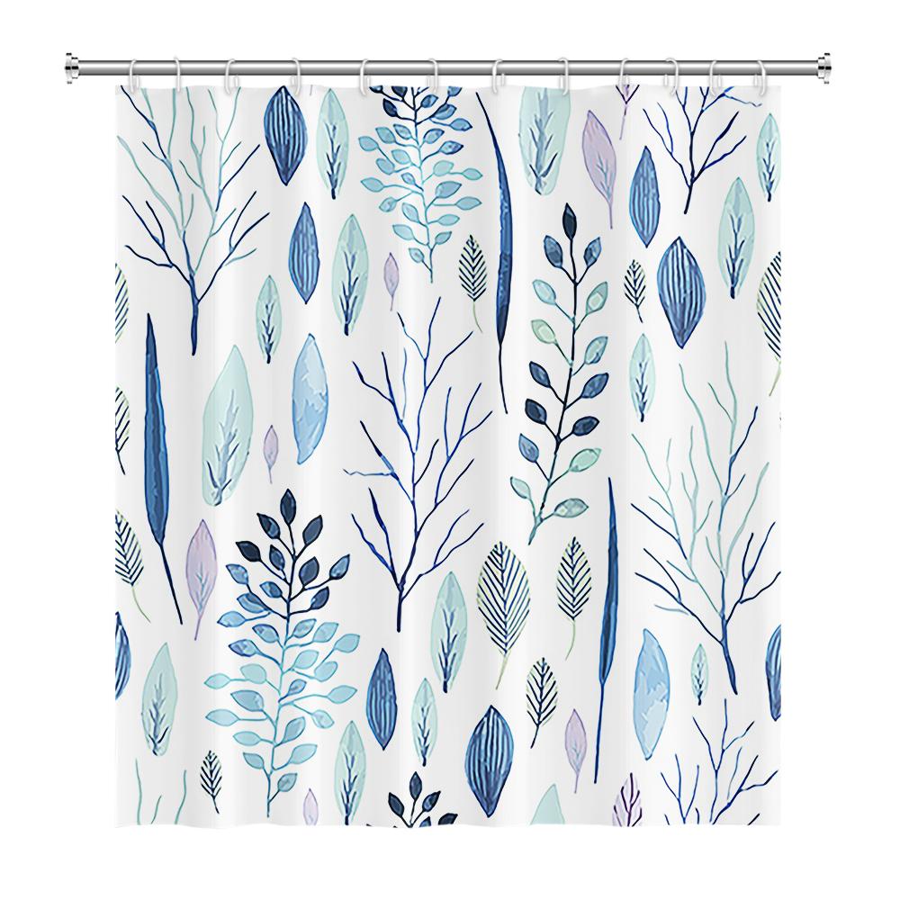 

Tropical Greenery Leaf Shower Curtain Tulip Bathroom Curtain Romantic Refreshing Curtain Polyester Waterproof Bathroom Shower W150xH180cm