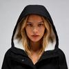 Women's Hooded Sherpa Lined Midi Coat Solid Color Zip Up Warm Winter Casual Outerwear Jacket