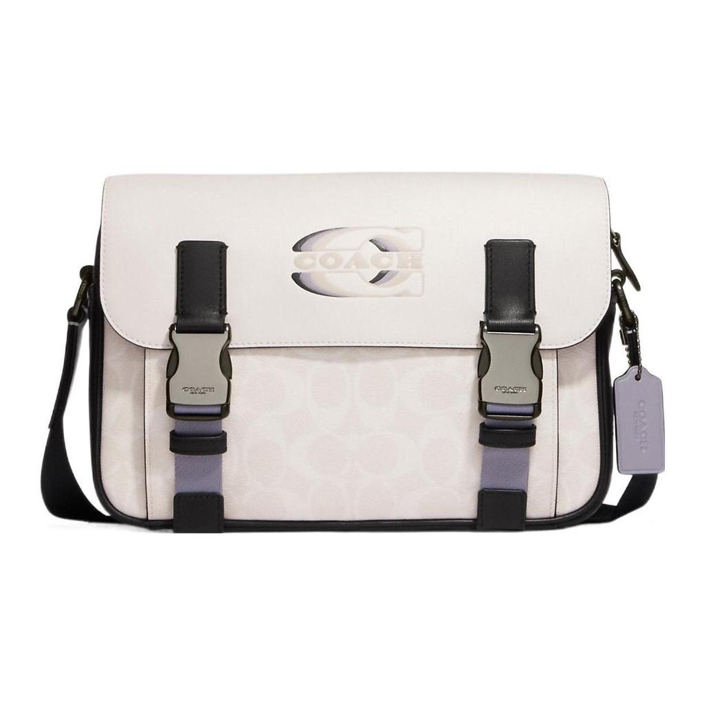 COACH Track Cow Leather Messenger Bag, Shoulder Bag, Crossbody Bag Large Unisex White CJ668-QBCAH