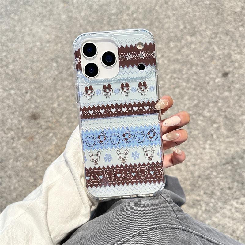 Winter Fair Isle Tamagotchi iPhone Case for 17/16ProMax/15/14