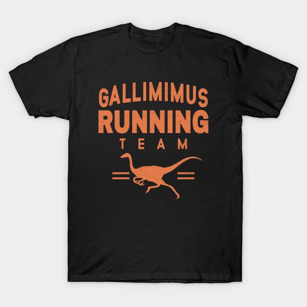 Men Black Print T-shirt Gallimimus Running Team No-Cut Transfer Paper Print Cotton Tshirt S чёрный