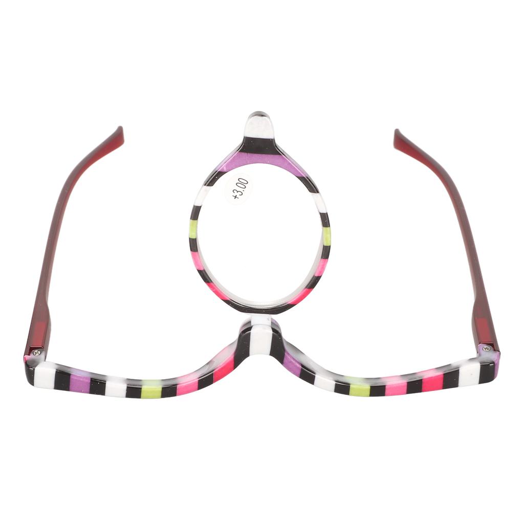 Cosmetic Eye Glasses Rotating Magnifying Makeup Reading Glasses for Performance Party +3.00