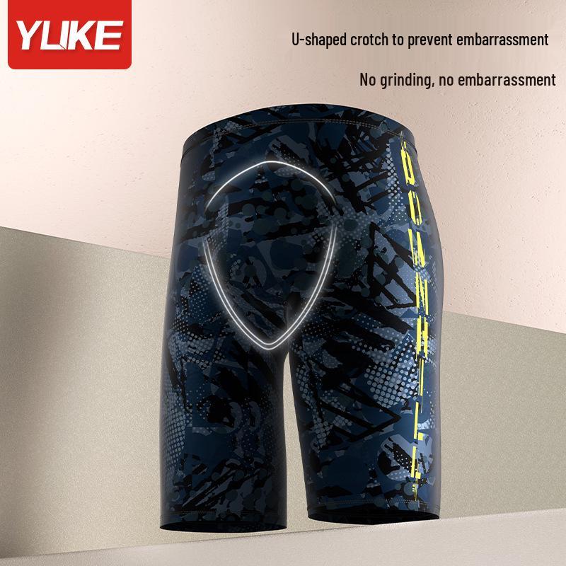 Men's Anti-Embarrassment Flat-Leg Swim Trunks - Five-Point, Plus Size, Professional, Hot Spring Swimsuit