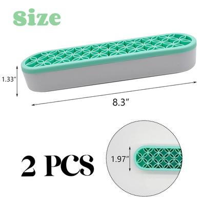 TANG SONG 2 PCS Silicone Make Up Brush Holder Cosmetic Storage Box Desktop Organizers (Green)