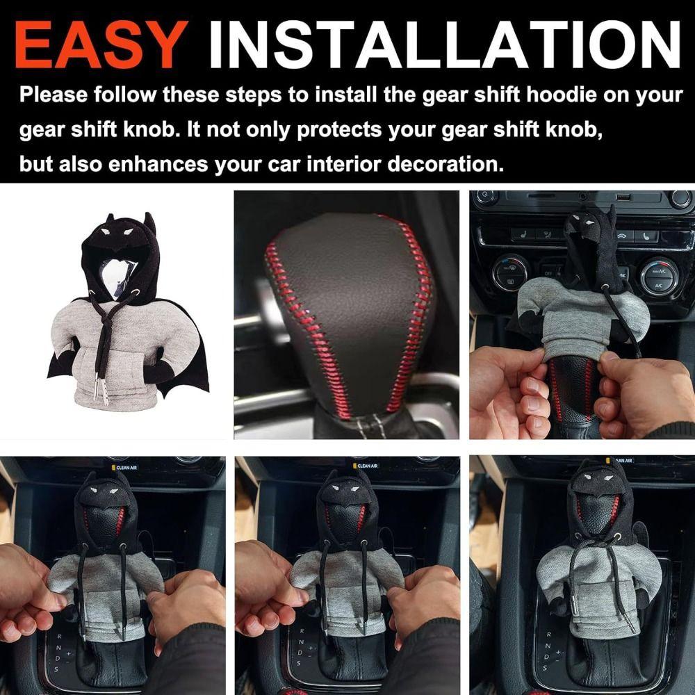Plush Bat Shift Lever Collars Hoodie Durable Change Lever Cover Soft Gear Shift Knob Hoodie Car