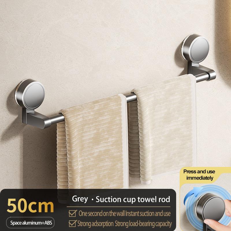 Strong Suction Cup Towel Bar Stainless Steel Bathroom Towel Rack No Drill 10KG Heavy Duty Waterproof for Bathroom/Kitchen