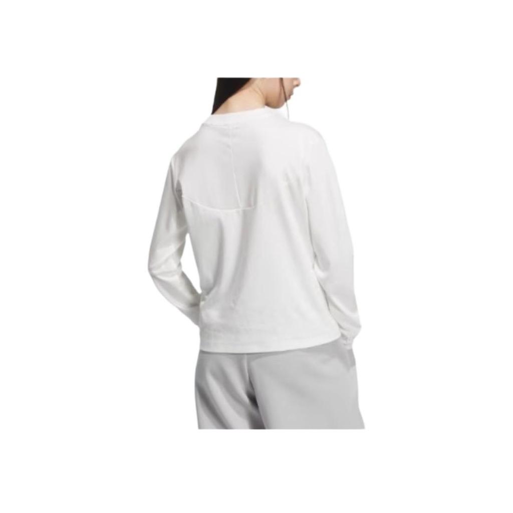 adidas Comfortable Crew Neck Pullover Long Sleeve T-Shirt Women Tops Bright-White JY8071