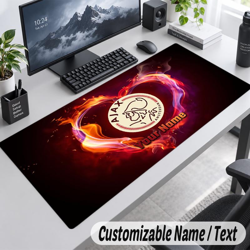 Custom Name Text Mouse Pad Ajax Amsterdam Personalized Desk Pad For Work And Gaming