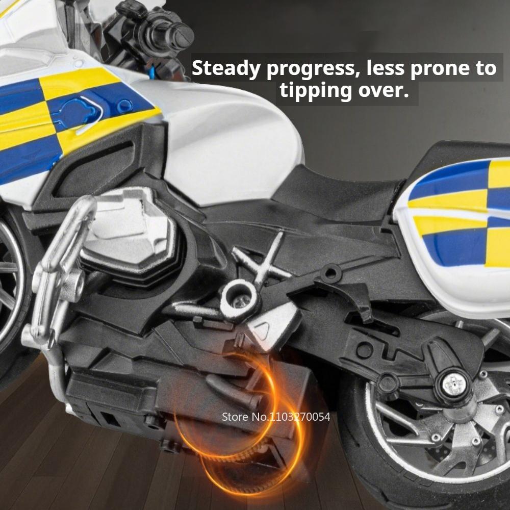 1:14 R1250Rt-P Alloy Diecast Police Motorcycle Model Toy Car Sound Light Pull Back Rubber Tire Miniature Motorbick Friend'S Gift