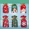 Christmas Gift Packaging Bags With Drawstring Ribbon Santa Print For Events