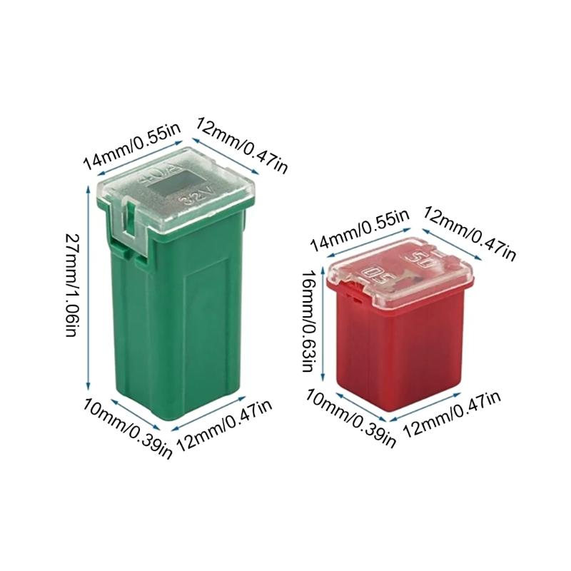 36Pcs Low and Tall/Standard Profiles Box Shape Fuses 20A 30 40 50A 60A 80A Car Cartridge Fuses for Trucks Car