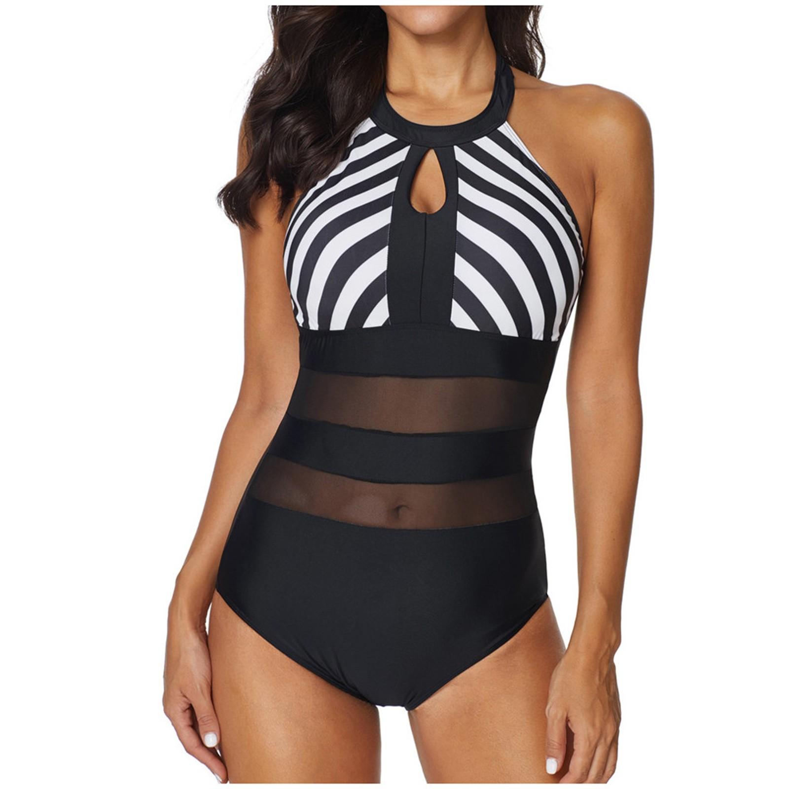 

(SU)Женский сиамский комплект бикини с пуш-ап в полоску, купальник, пляжная одежда, купальник