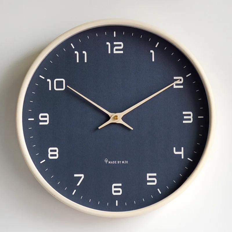 Nordic European Style Wooden Wall Clock Modern Design Nordic Minimalis Wood Mute Wall Clock Living Room Kitchen Home Decoration