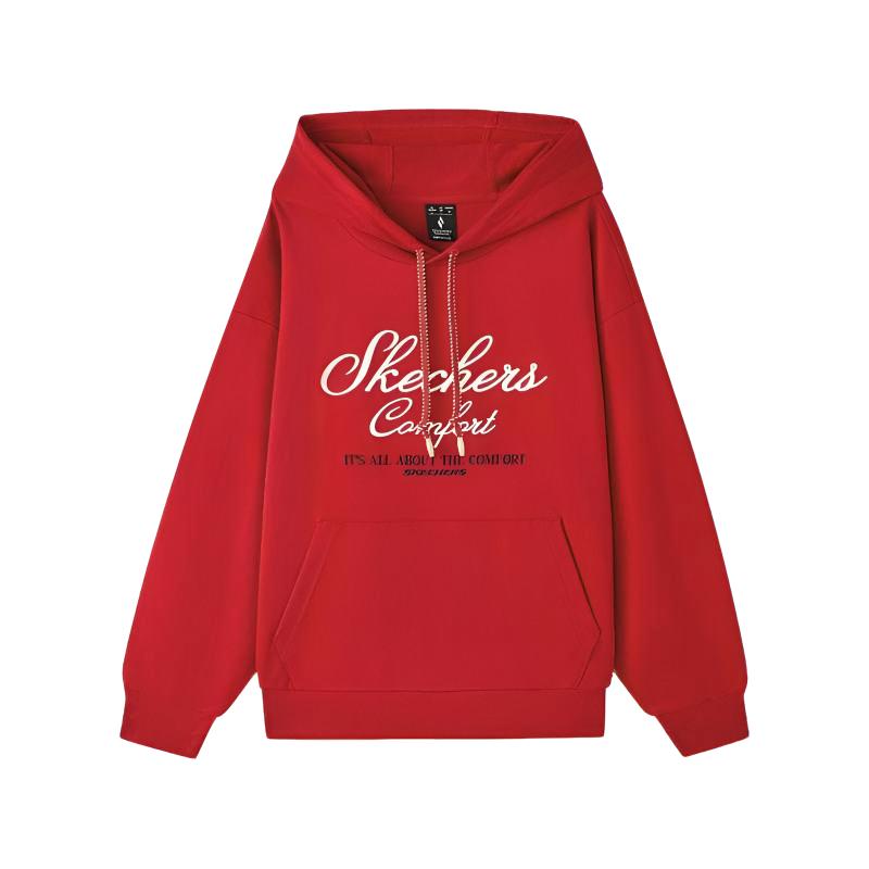 Skechers Soft Skin-Friendly Comfortable Hooded Casual Sweatshirt Unisex sweatshirt Pale-Red L126U020-03LC S