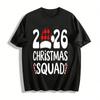 2026 Christmas Squad Plaid Santa Hat Graphic Casual Top Pure Cotton T-shirt