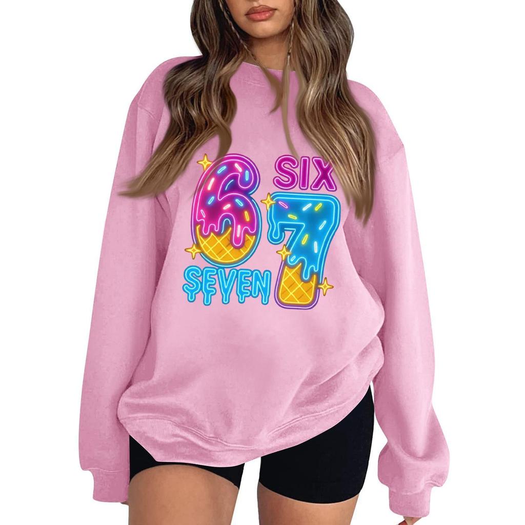 Women's Fashionable Casual Long-Sleeved Round-Neck Printed Pullover Sweatshirt