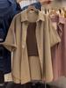 over Plus Size 150.00kg Hong Kong Style Chic Short-Sleeved Shirt for Women Plus Size Ladies Summer Thin Loose Retro Cardigan Shirt Trendy 2