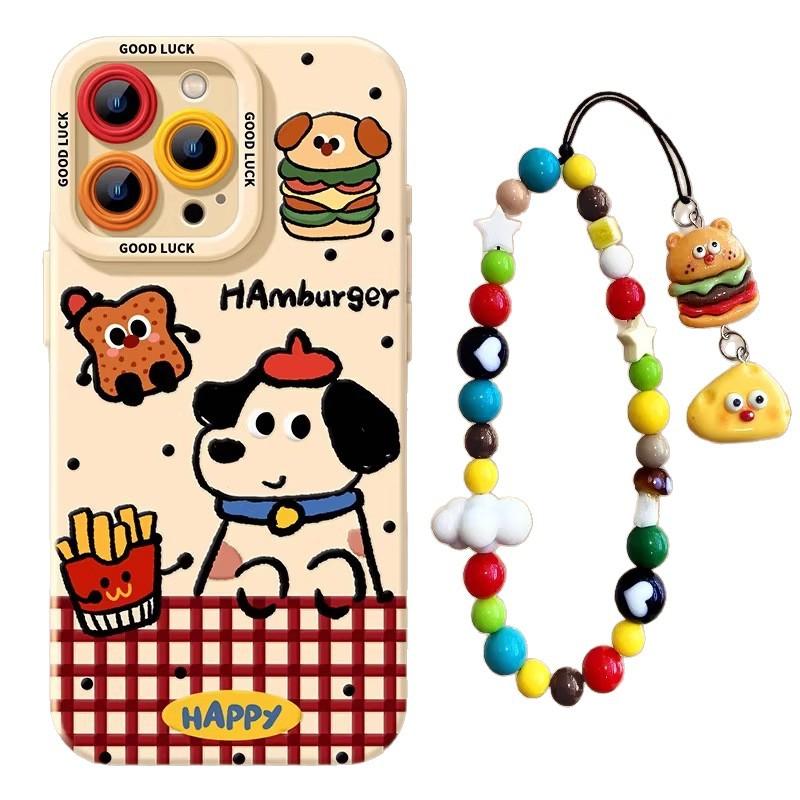 Burger puppy apple 16pro mobile phone case new 15pro silicone 13 cute 14 girls 12 super fire 11 all-inclusive