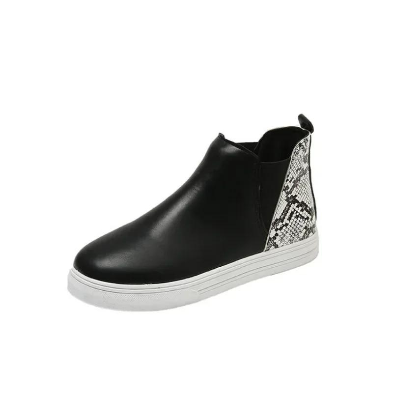 Plus Size 43Fashion Short Boots Women  Flat Bottom Casual Shoes for Women Serpentine Ankle Boots for Women Zapatos De Mujer 2024