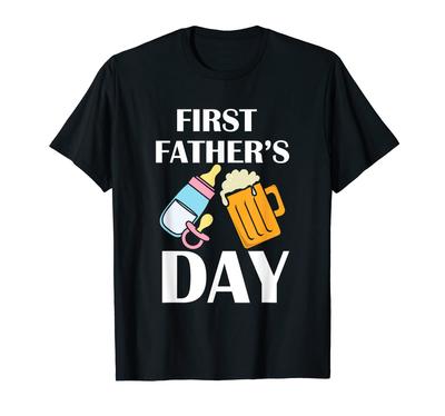 Erster Tag Bier Milch Neuer Papa Papa Junge Eltern Vater T-Shirt