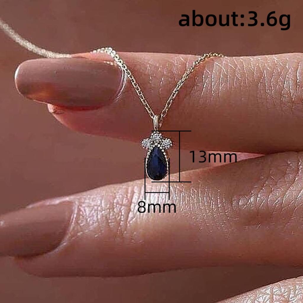 Elegant Dark Teardrop Pendant Necklace Sparkling Accent Stone Minimalist Timeless Jewelry for Women