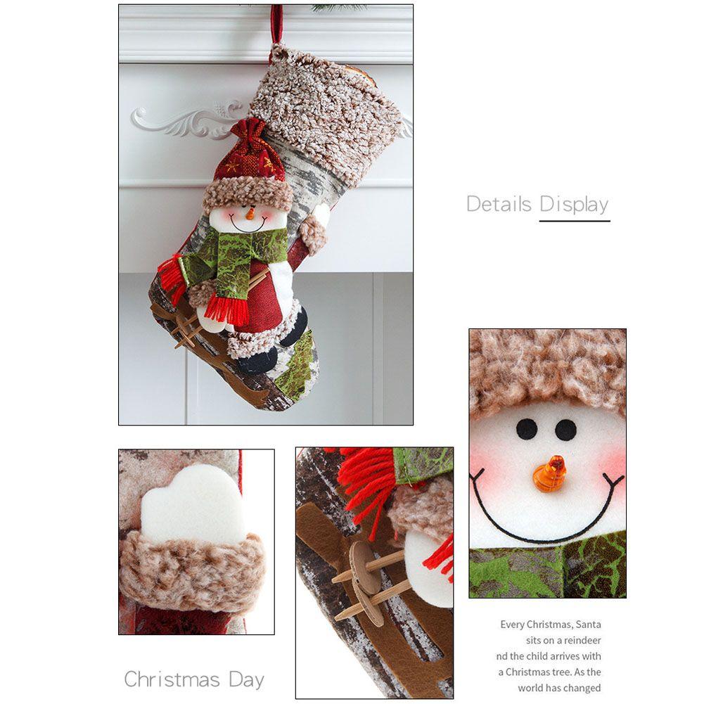 Decoration Plush Christmas Stockings Candy Gift Bag Christmas Ornaments Xmas Tree Hanging Decor