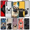 Animal Black Pug Close Up Phone Case For Samsung Galaxy S25 S24 S23 S22 S20 Ultra S21 FE 5G S10 Plus S10E Soft TPU Cover
