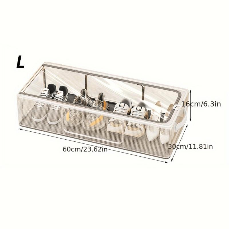 Contemporary Rectangle Shoe Organizer Box, Non-Waterproof, Multipurpose Storage with Steel Frame Support