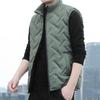 Men Waistcoat Embossing Solid Color Stand Collar Cotton Padded Coldproof Autumn Winter Zipper Vest Coat for Rock Climbing