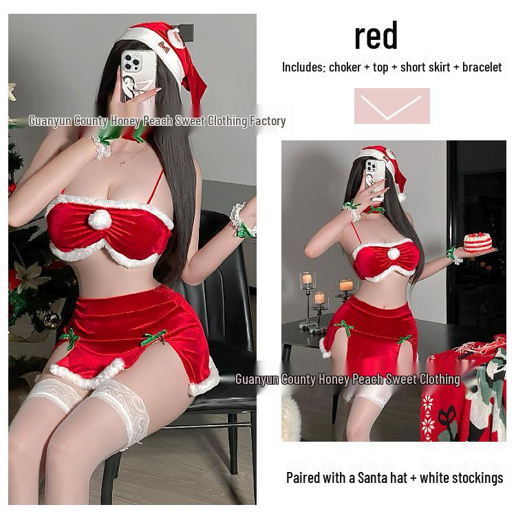 Winter Style Red Temptation: Sexy Christmas Lingerie Set