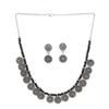Trendy Oxidised Silver Plated Floral Shaped Choker Necklace Set For Women