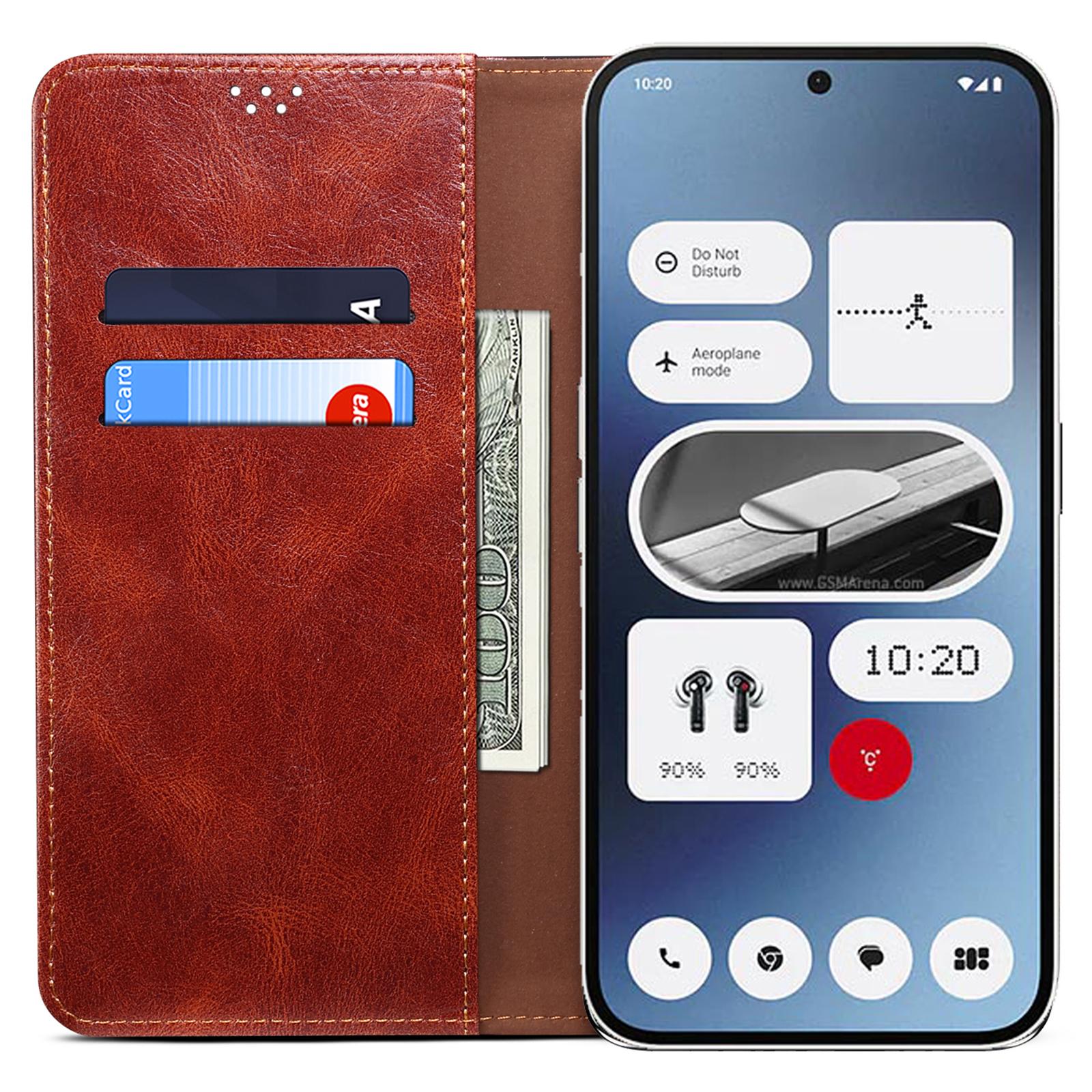 

For Nothing Phone (2a) Plus/Phone (2a) Case PU Leather Crazy Horse Texture Flip Wallet Phone Cover Brown