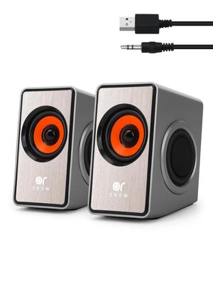 Haut-parleur PC OROW, petit haut-parleur de sortie 10 W, connexion USB, haut-parleur externe pour ordinateur portable/moniteur (argent)