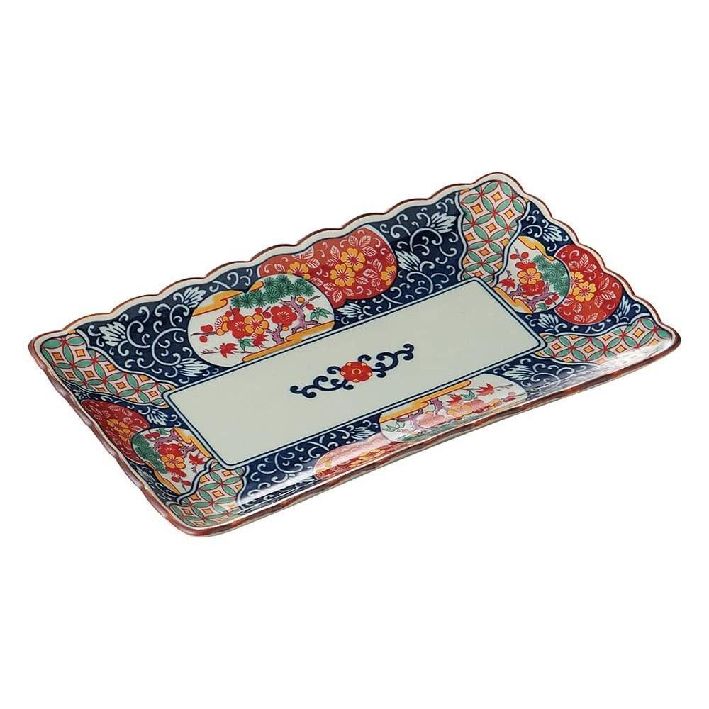 Arita-yaki Ko-Imari Matsutake Ume Plate Long side 22.5 x Short 13 Height 2.5 cm 369 g Made Japan Dishwasher safe Microwave